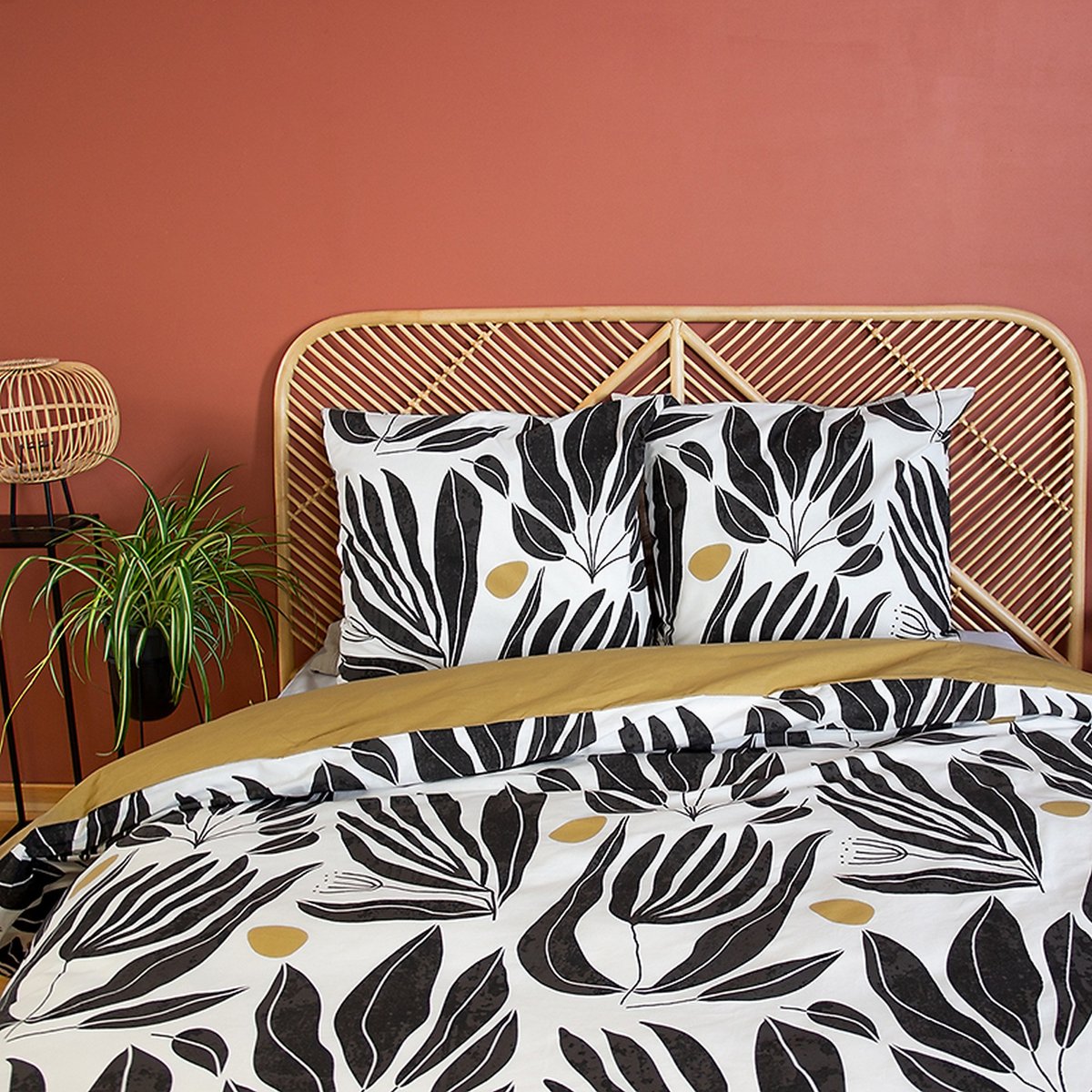 Parure de lit - housse de couette avec taies en coton blanc, EDEN