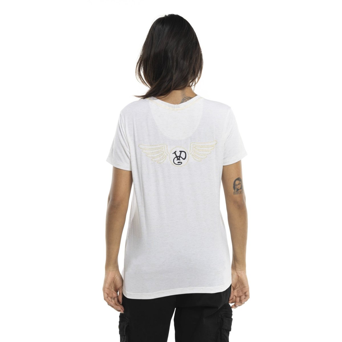 Tee shirt STRASS blanc/noir/jaune, VON DUTCH