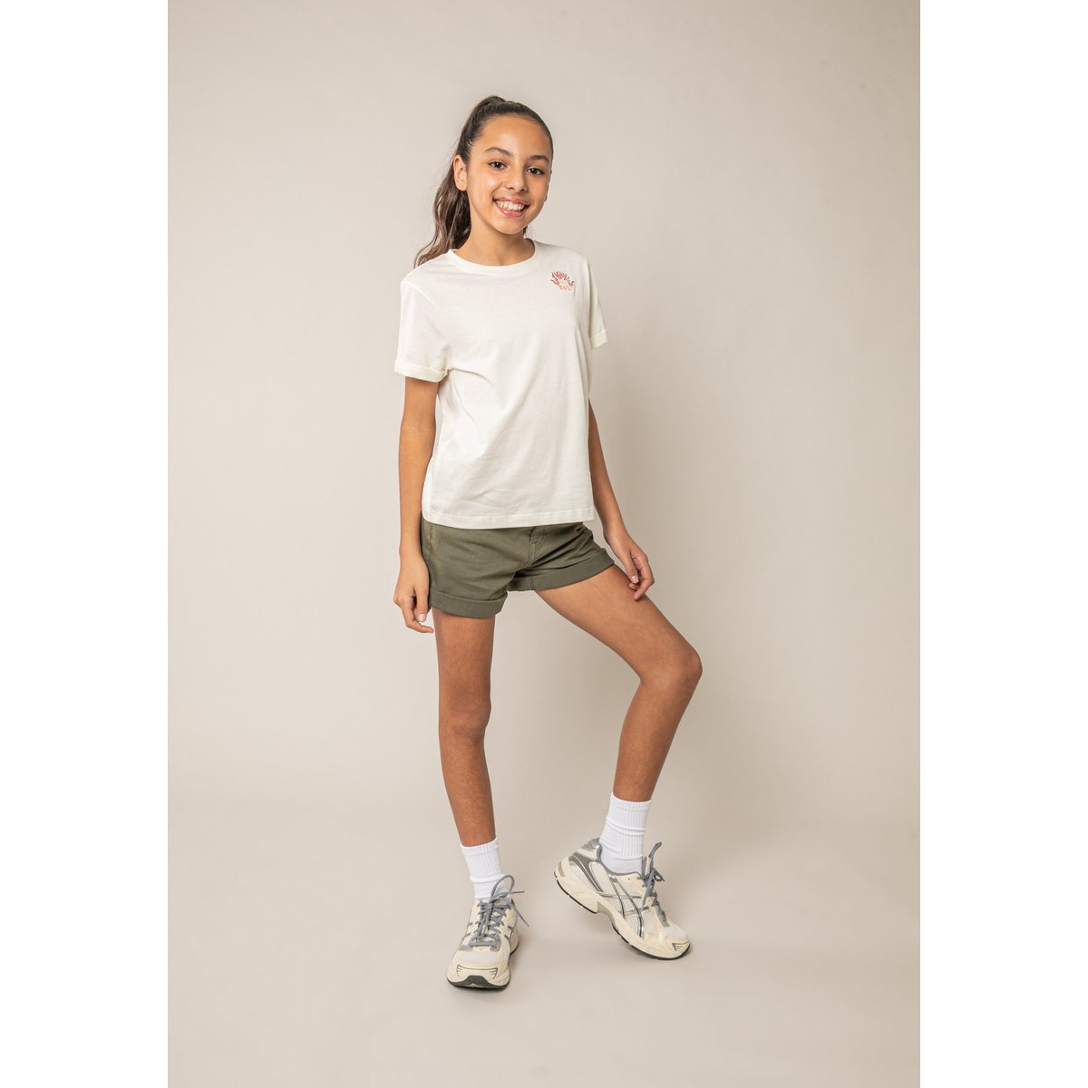T-shirt fille en coton LUZIA ivory, DEELUXE