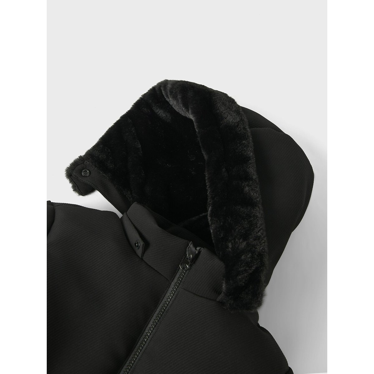 Long Hooded Padded Jacket black, NAME IT