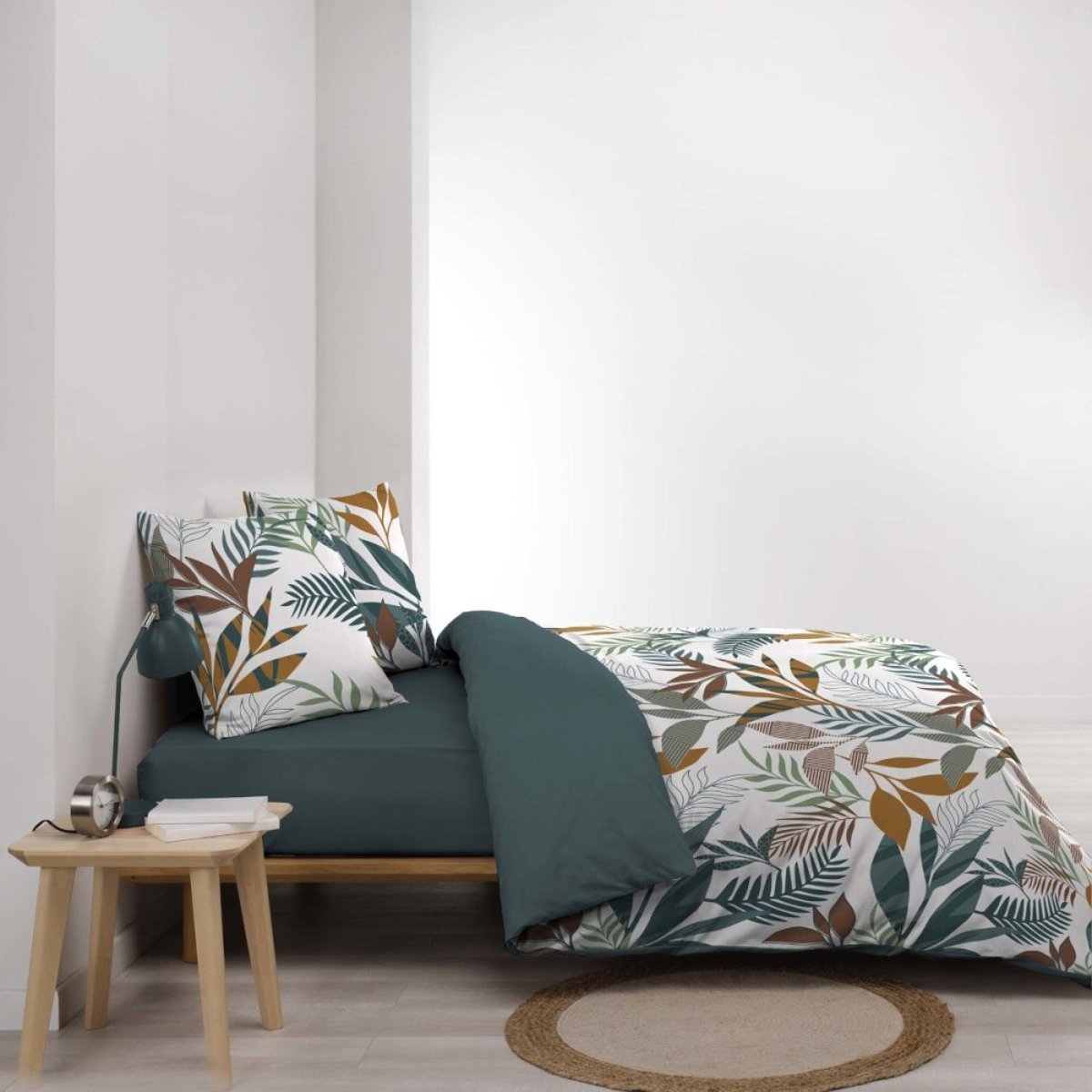 Housse de couette 240x220 + 2 taies 100% coton 57fils ASSANA vert, DECORATIE
