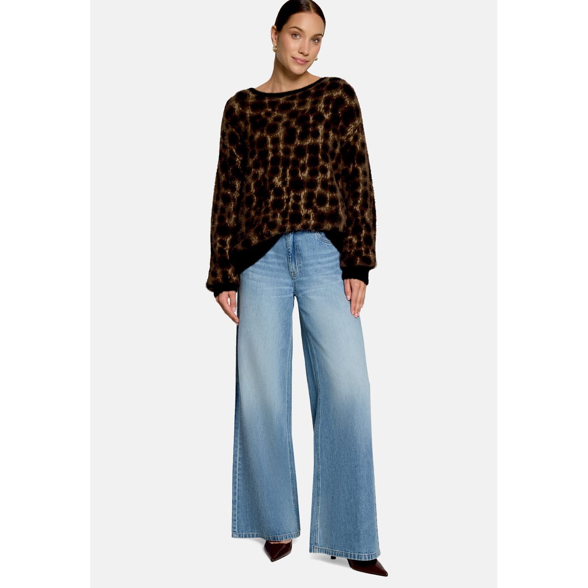 Pull-over en maille à motif jacquard patch black/brown, ZERO
