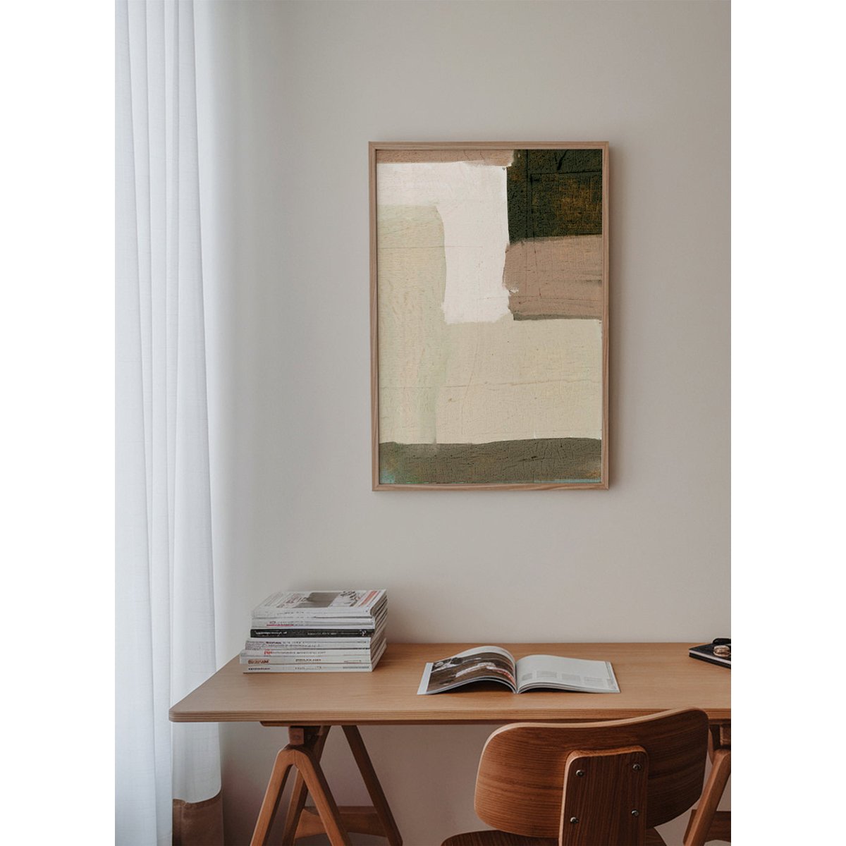 Affiche avec tableau décoratif, 50 x 70 cm beige, HANNUN