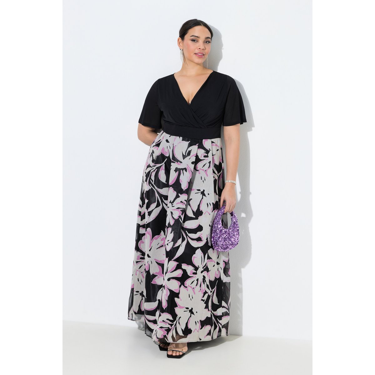 Robe maxi en tissu dévoré noir, ULLA POPKEN