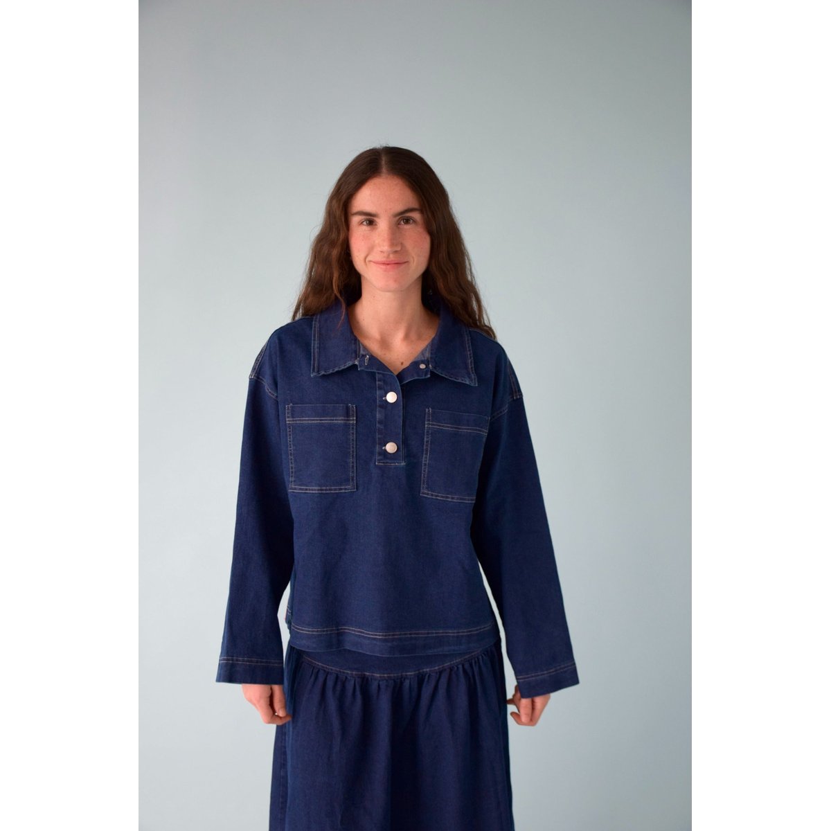 Polo en jean manches longues NOA denim, MINDTRAVELER