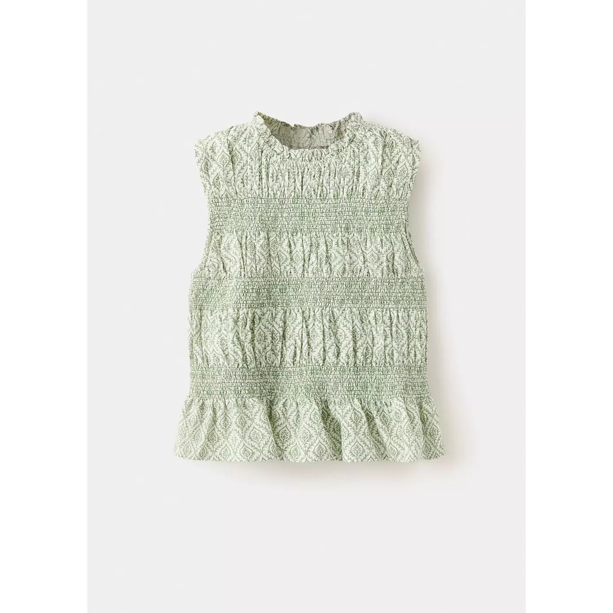 Blouse 100 % coton froncé vert pastel, MANGO KIDS