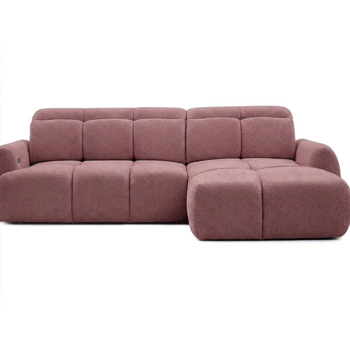 Canapé d'angle convertible 3 places en tissu chenille, RUBY rouge, BOBOCHIC