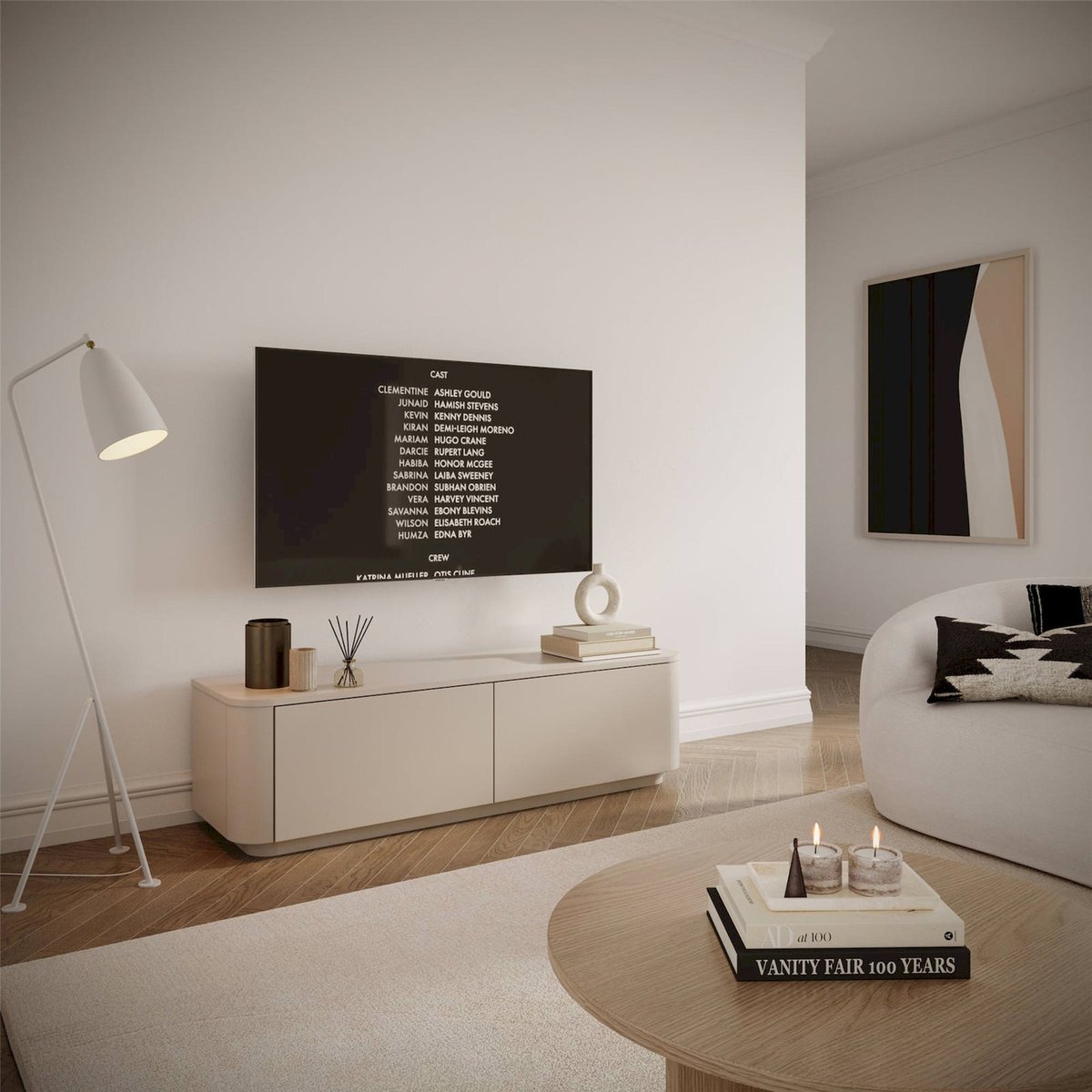 Meuble tv suspendu collection LUVIO cachemire, RECOLLECTION
