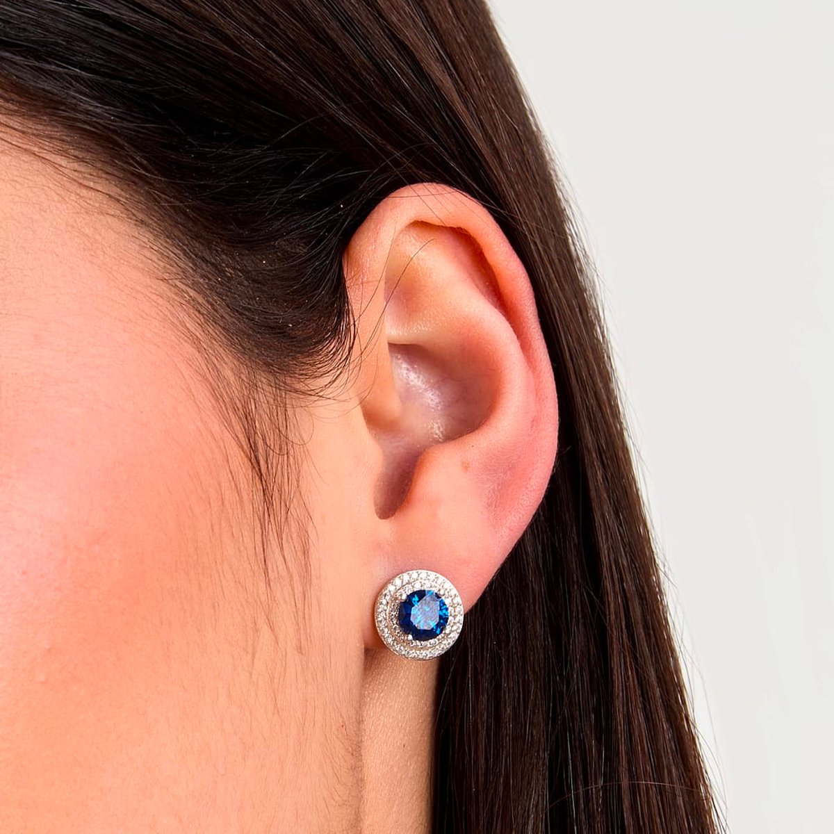 Boucles d'oreilles en Zircon/zircons Cubiques/argent 925/1000 Recyclé et Zircon bleu, MORELLATO