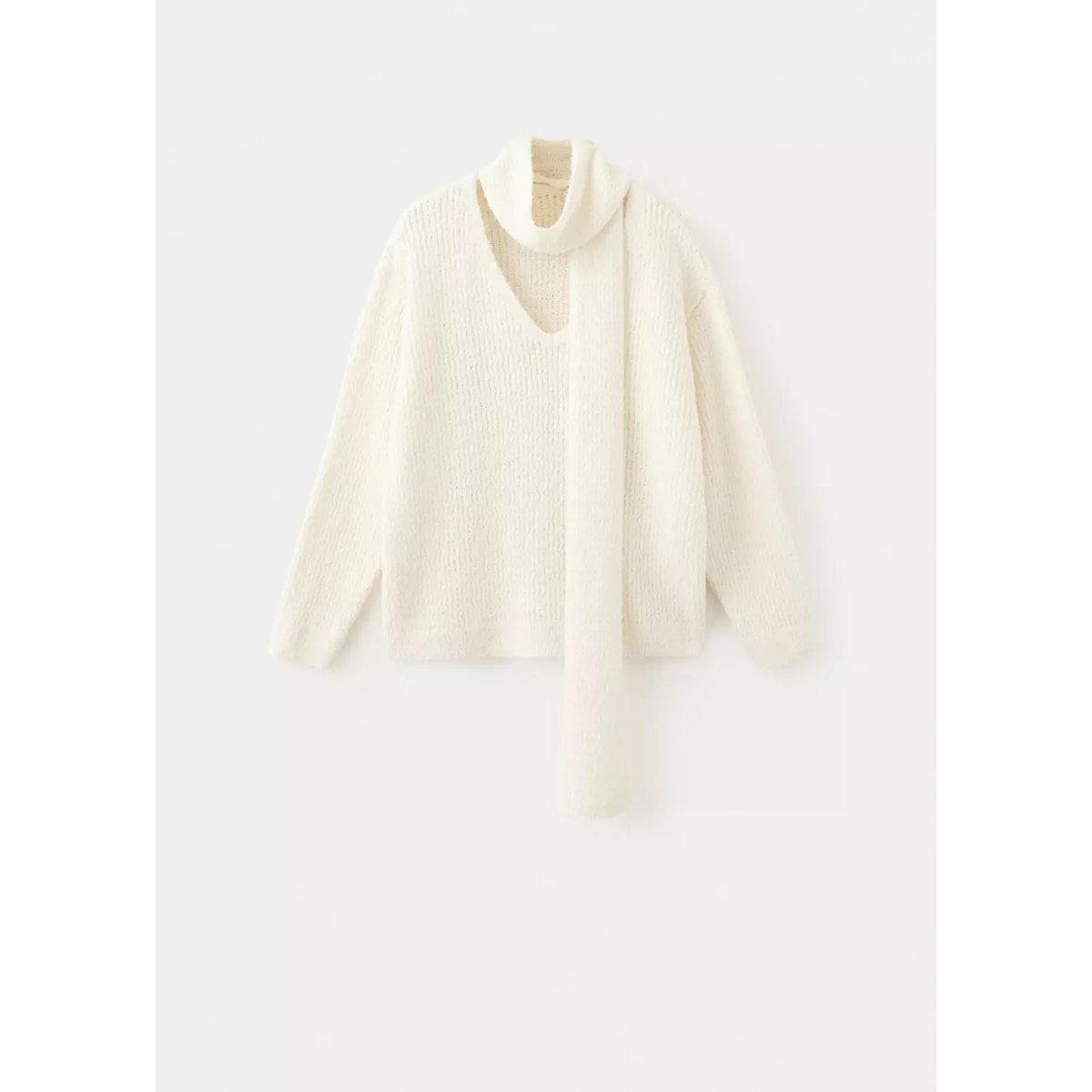 Pull col en V foulard écru, MANGO
