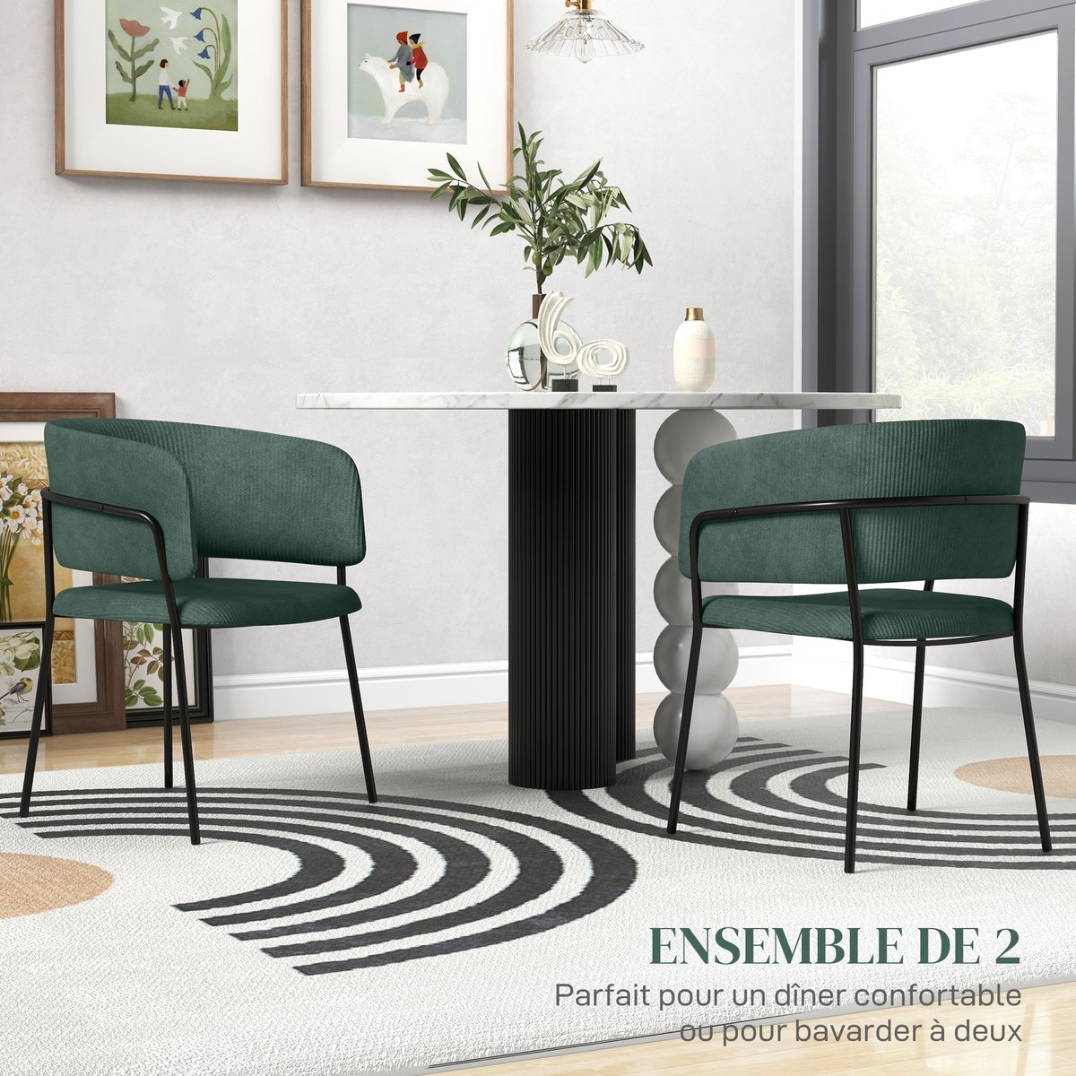 Chaise de salle à manger Polyester Vert vert, HOMCOM