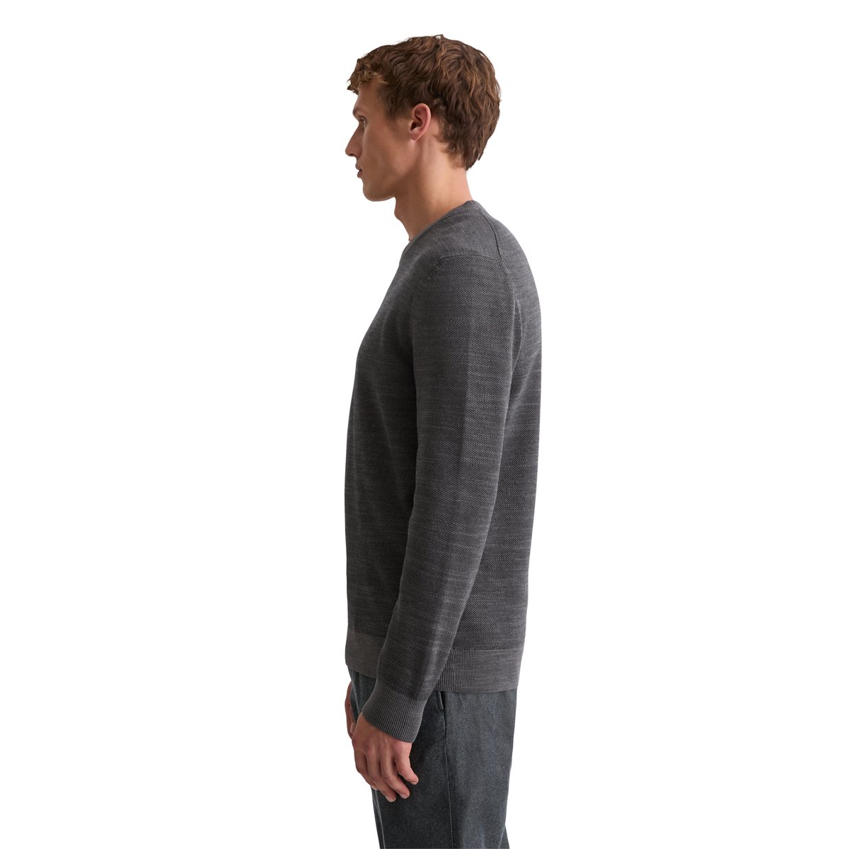 Pull-over regular avec une structure finement piquée gris, MARC O'POLO