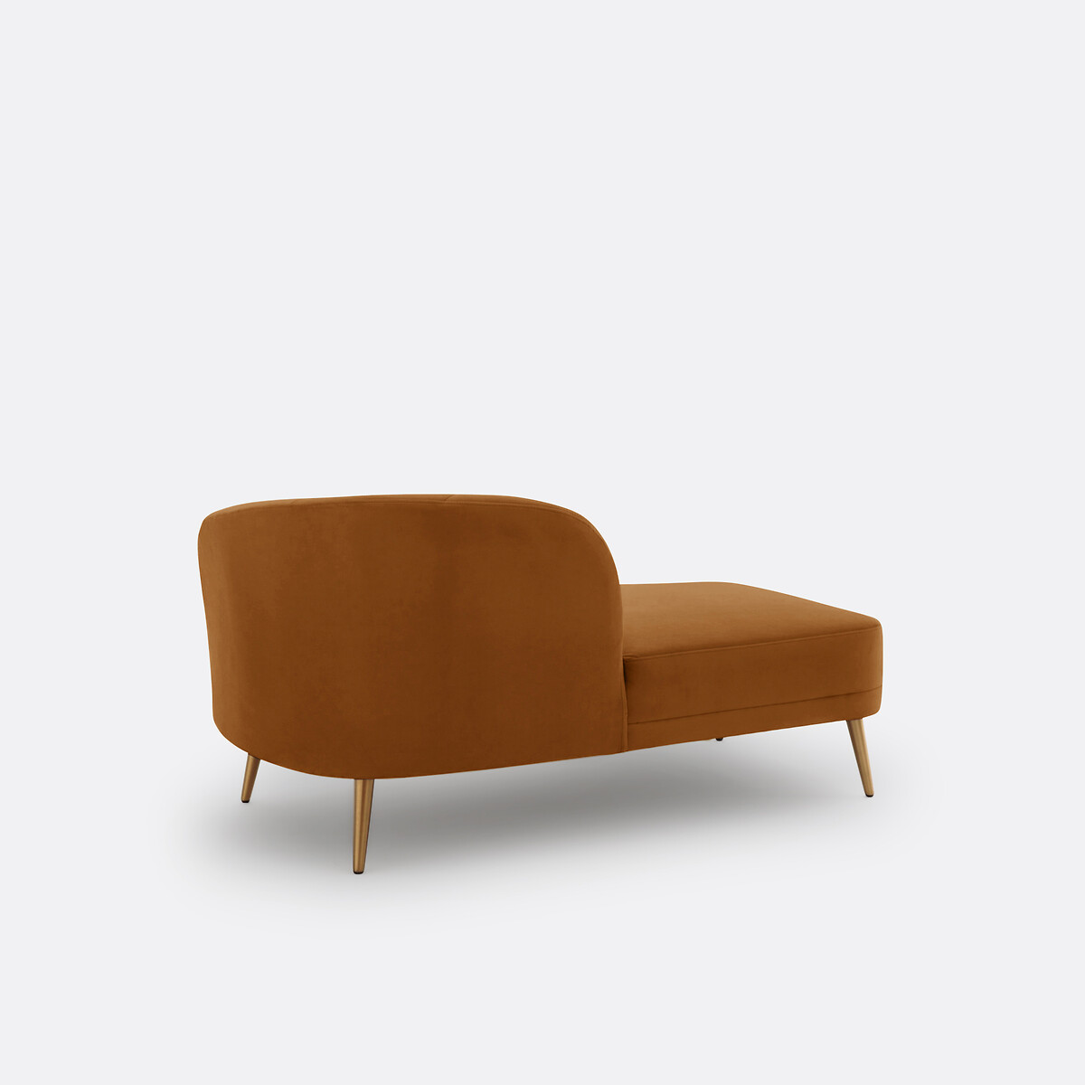 Longchair in fluweel, links, Leone tabak, LA REDOUTE INTERIEURS