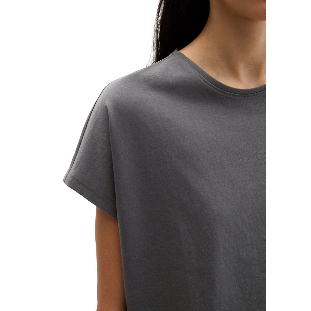 T-shirt regular en mélange de matériaux gris, MARC O'POLO
