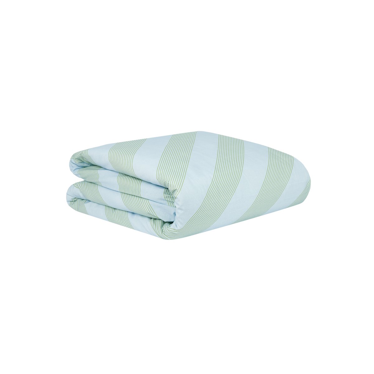 Housse de couette lit individuel Sheldon rayures diagonales vertes, NOBODINOZ