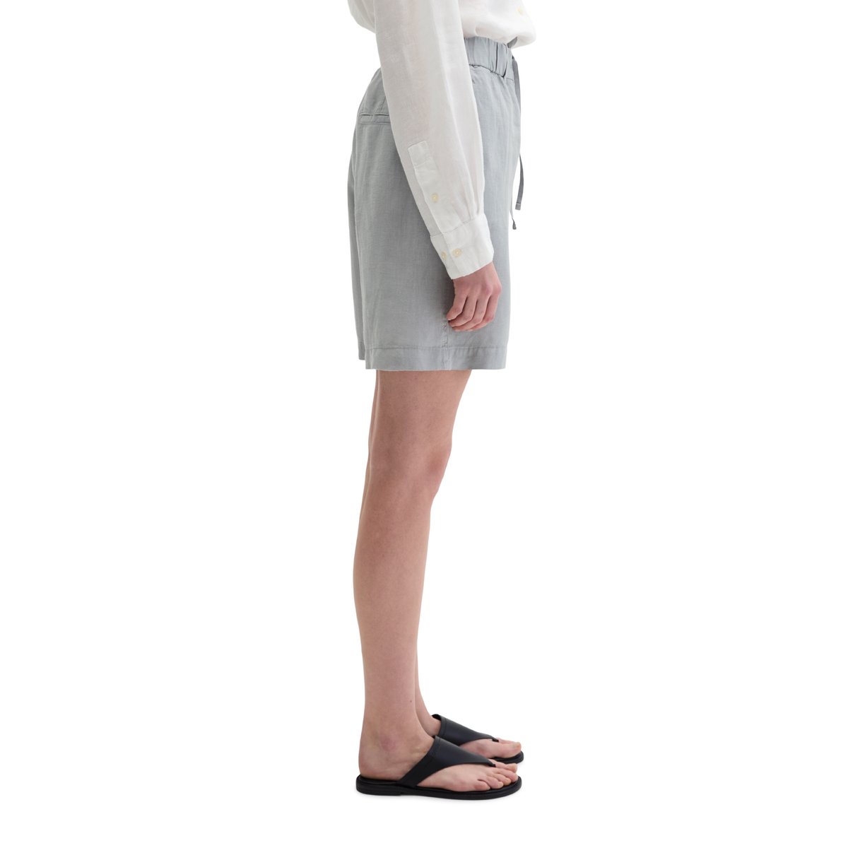 Short en lin relaxed avec ceinture élastique gris, MARC O'POLO