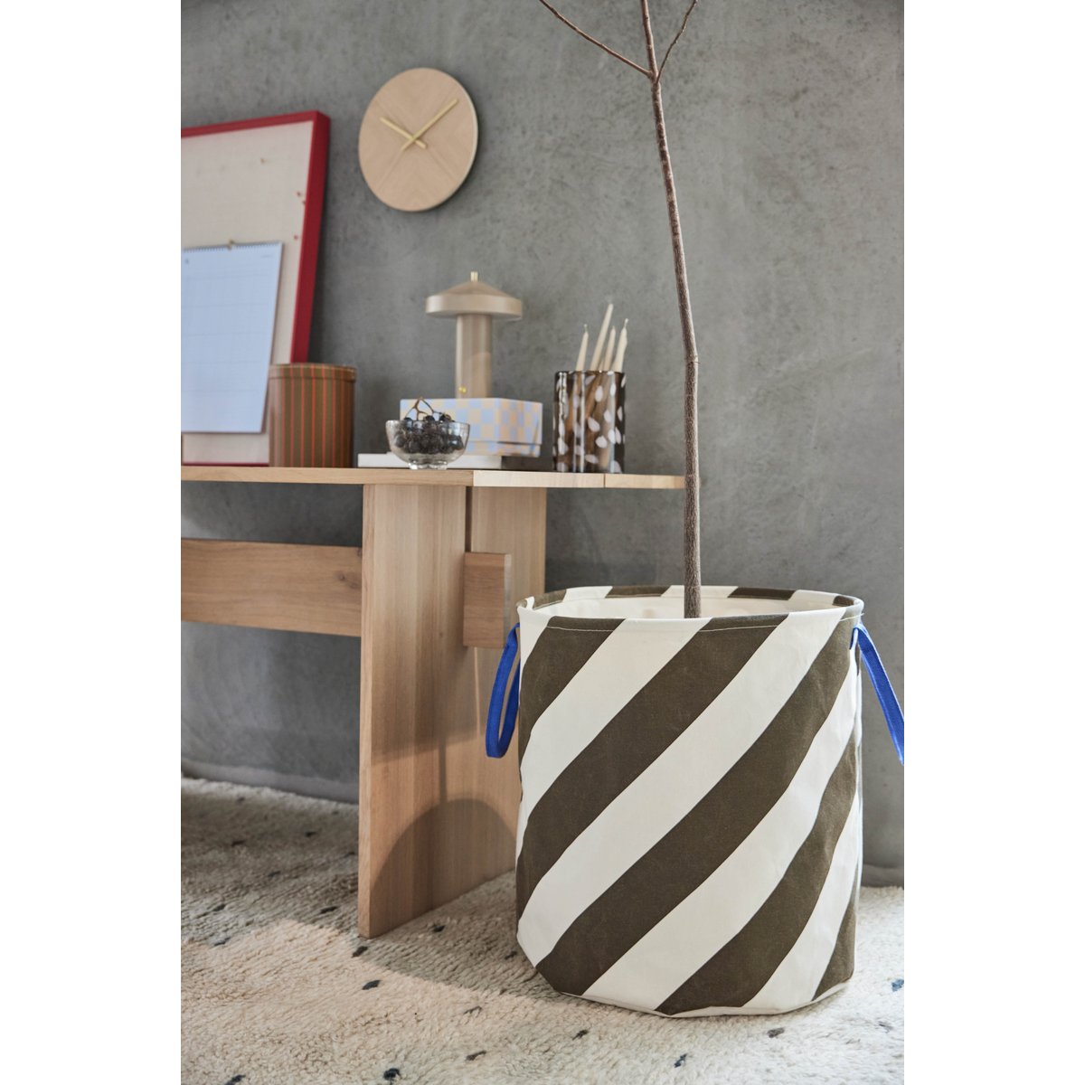 Panier à linge en polyester à rayures LIVING marron, OYOY LIVING DESIGN