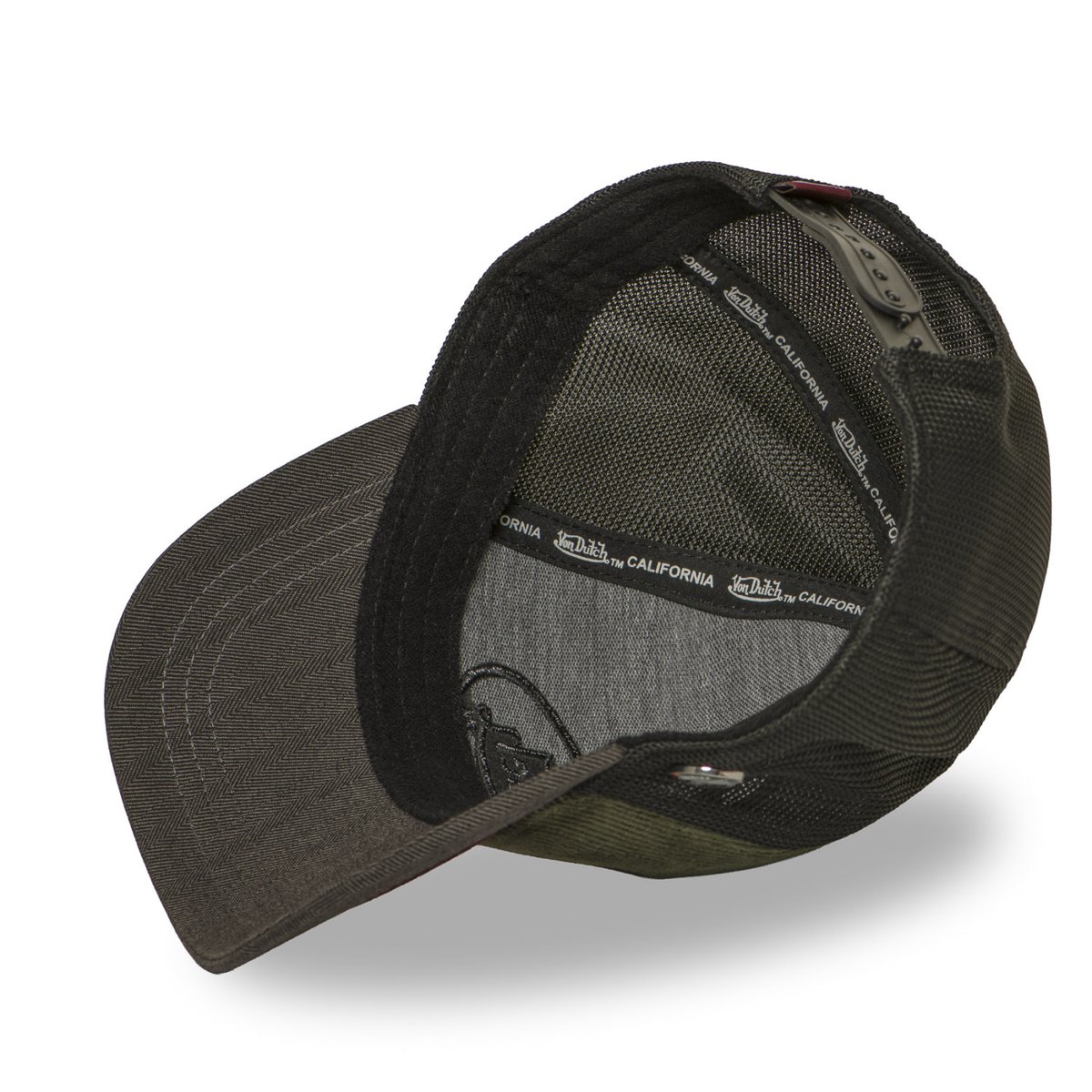 Casquette Trucker Shield kaki foncé/bordeaux/noir, VON DUTCH