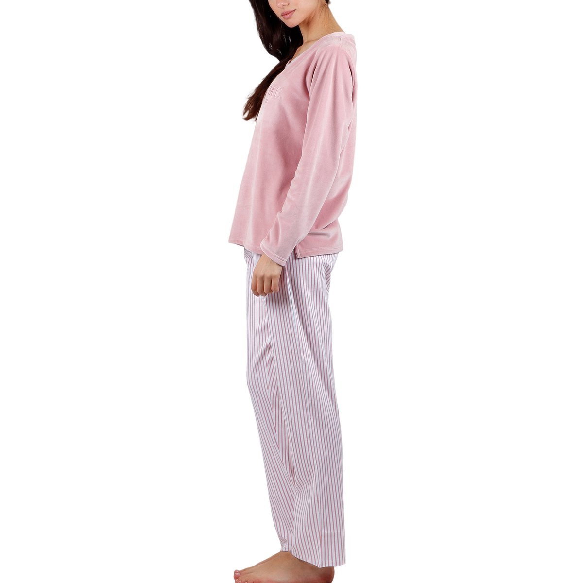 Pyjama pantalon top manches longues Comfort Home rose, ADMAS