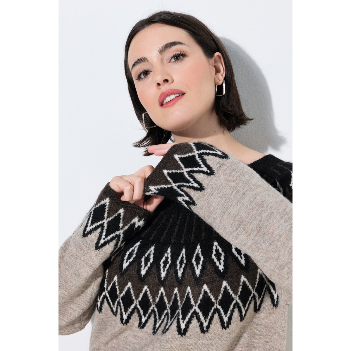 Pull à motif norvégien beige foncé, ULLA POPKEN