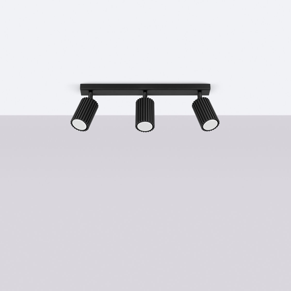 Plafonnier Aluminium Noir GU10 3 Karbon Line noir, EDEN