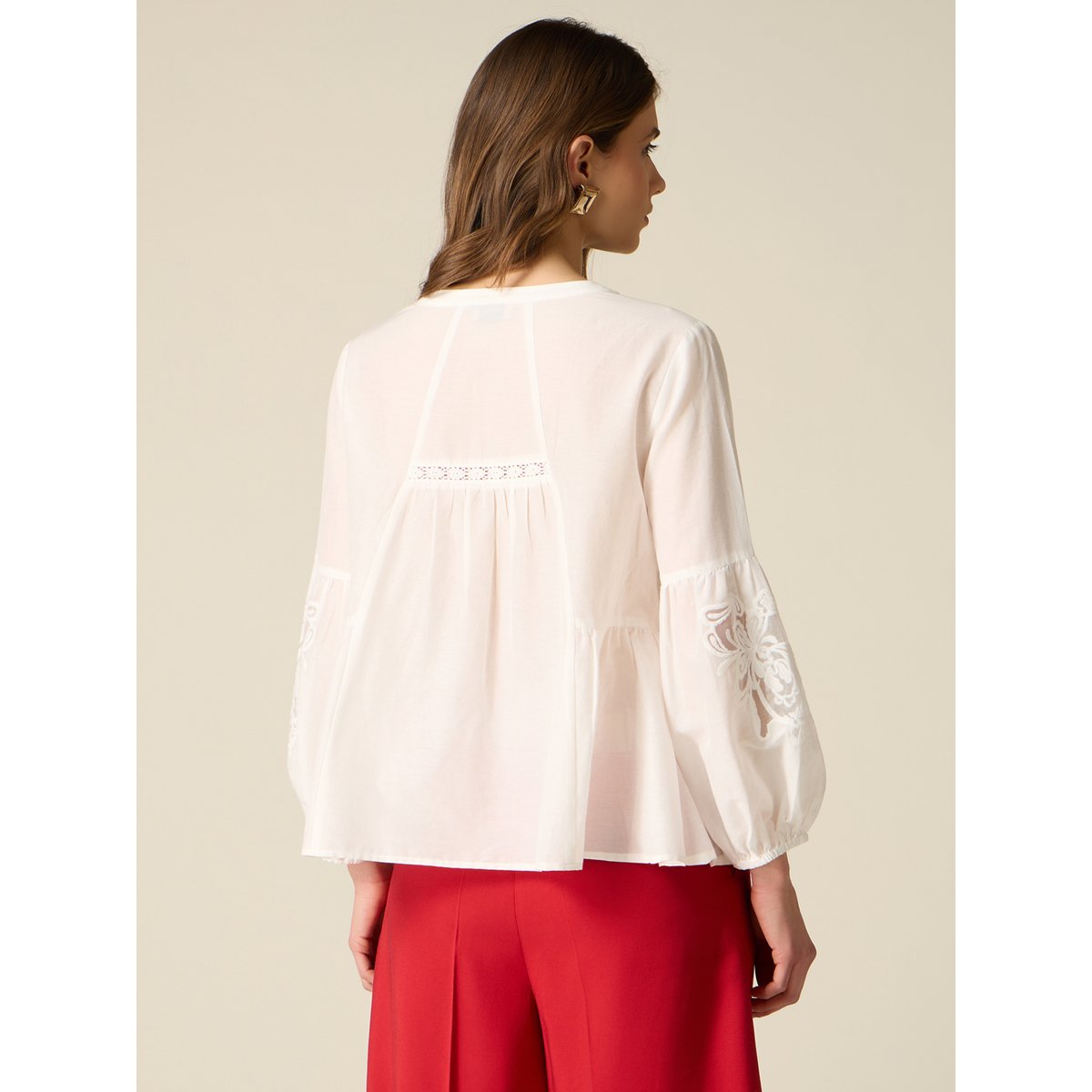 Blouse avec broderies blanc, OLTRE
