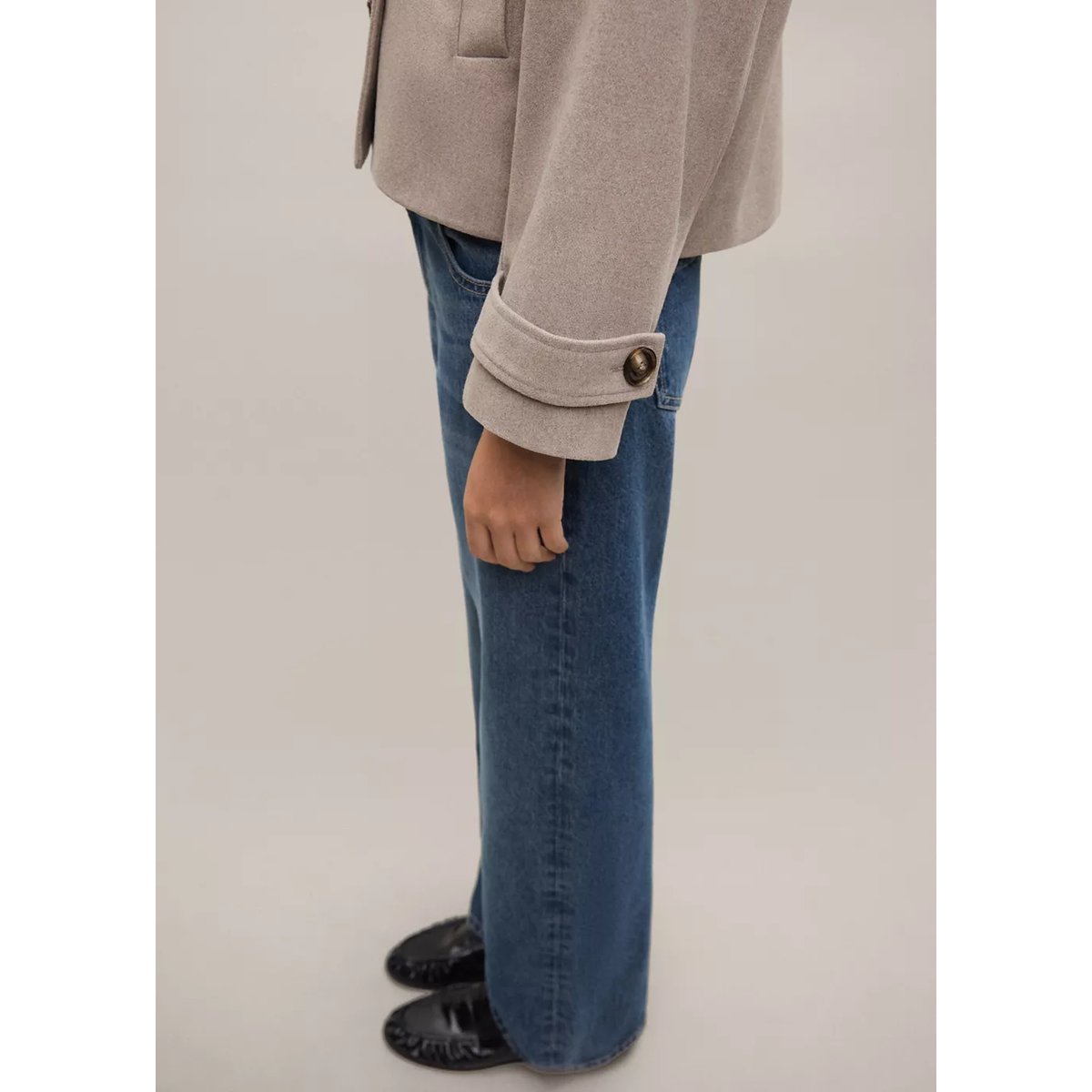 Manteau laine mélangée boutons sable, MANGO TEEN