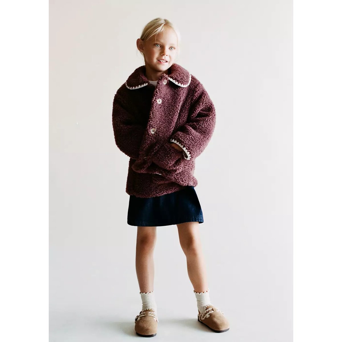 Manteau imitation mouton cerise, MANGO BABY