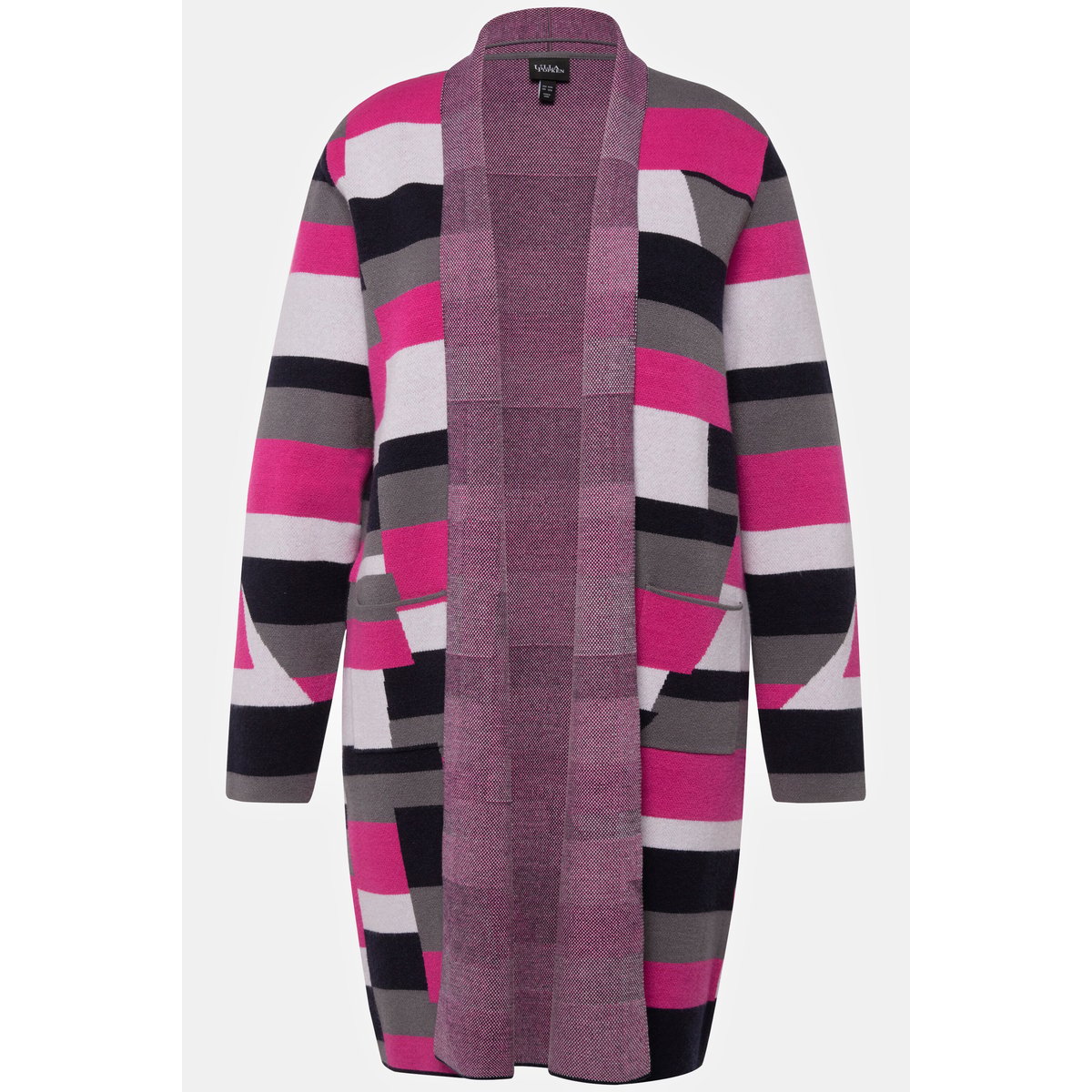 Cardigan motif Jacquard. Coupe ouverte et rose vif oriental, ULLA POPKEN