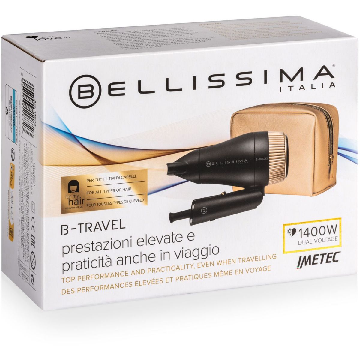 Sèche cheveux de voyage B-travel noir et cuivrã©, BELLISSIMA