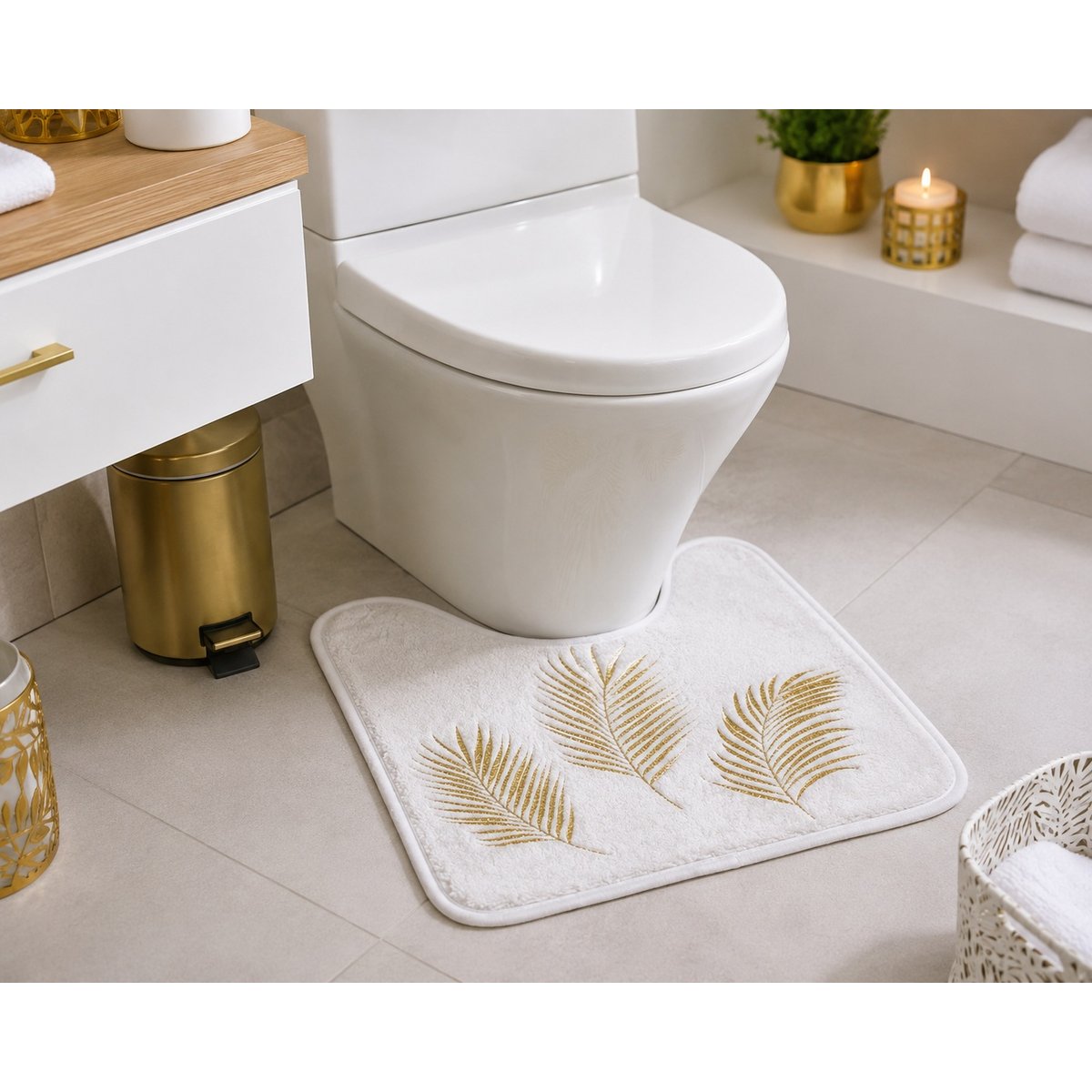 Tapis contour de WC Orbelles Blanc blanc, EDEN