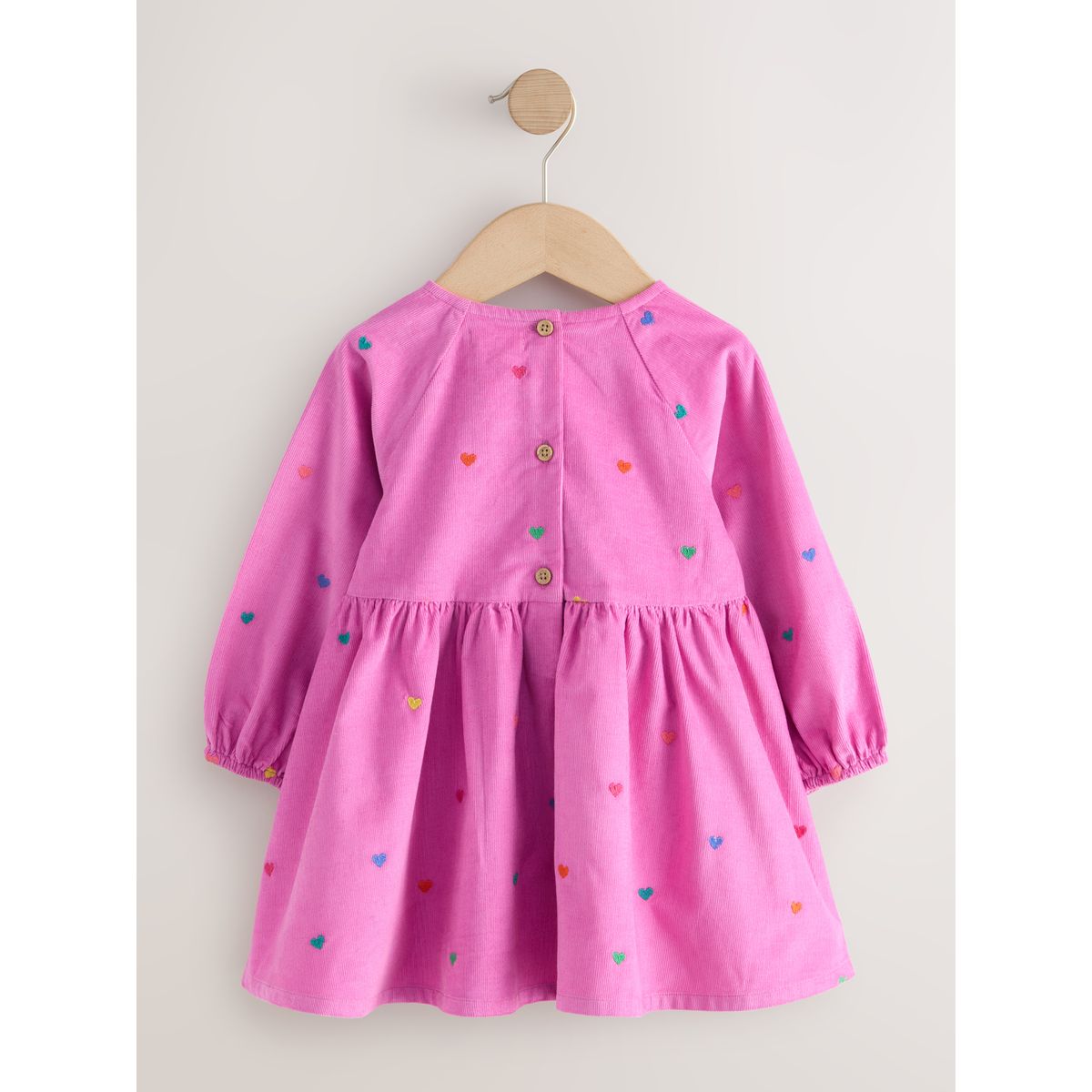 Robe en velours côtelé à manches longues rose magenta, NEXT