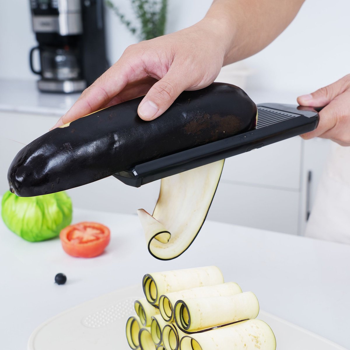 Mandoline avec poignée en plastique inox-noir, MENASTYL
