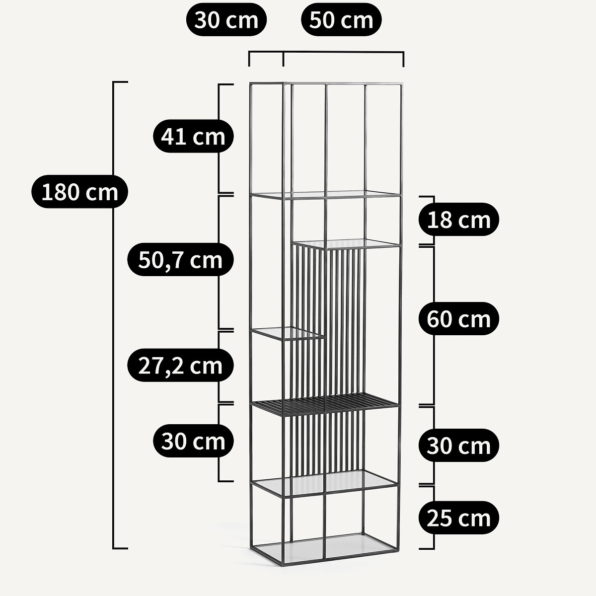 Libreria metallo acciaio e vetro, Rectiligne gun metal, AM.PM