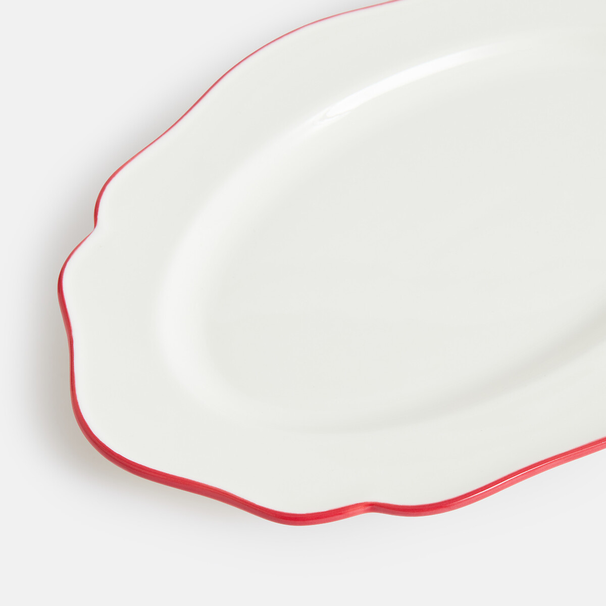 Plat de présentation petit modèle, en porcelaine, COLOMBE blanc/rouge, LA REDOUTE INTERIEURS