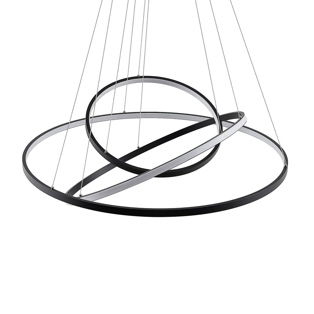 Suspension en métal moderneLED, Ezana noir mat, blanc, LUCANDE