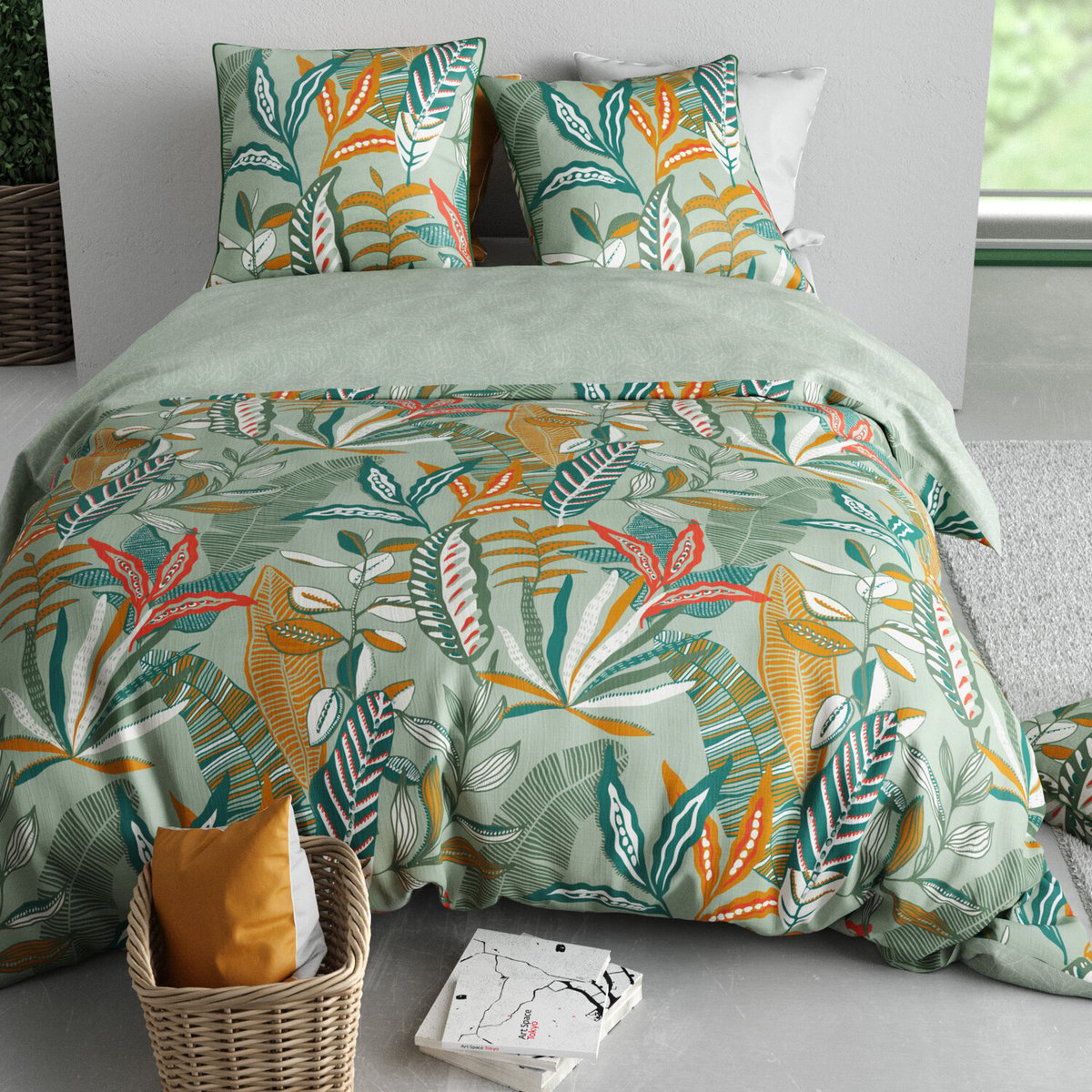 Parure housse de couette 100 % coton 57 fils lily orange, C DESIGN HOME TEXTILE