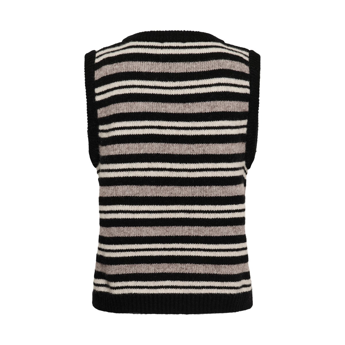 Manteau tricoté noir beige black and walnut stripe, SOAKED IN LUXURY