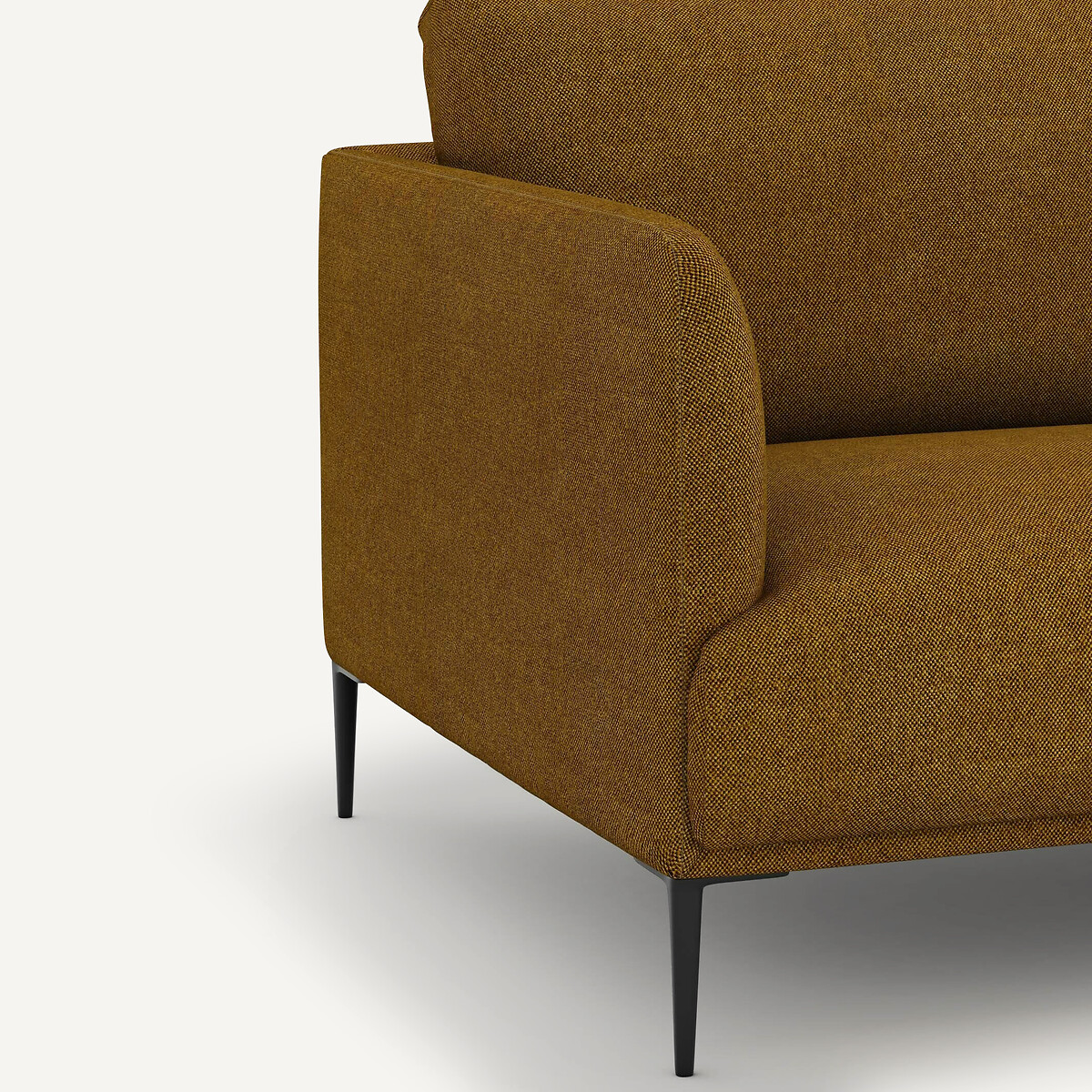 2-zits zetel in gemêleerde gevlochten stof Oscar, ontwerp Emmanuel Gallina amber honing, AM.PM X EMMANUEL GALLINA