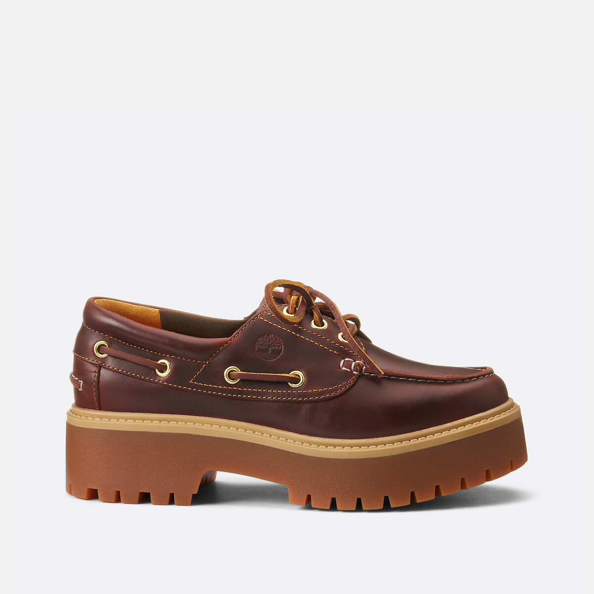 Derbies compensées en cuir STONE STREET BOAT SHOE marron, TIMBERLAND