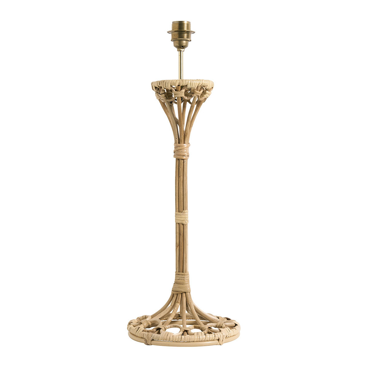 Pied de lampe en rotin beige, BLANC D’IVOIRE