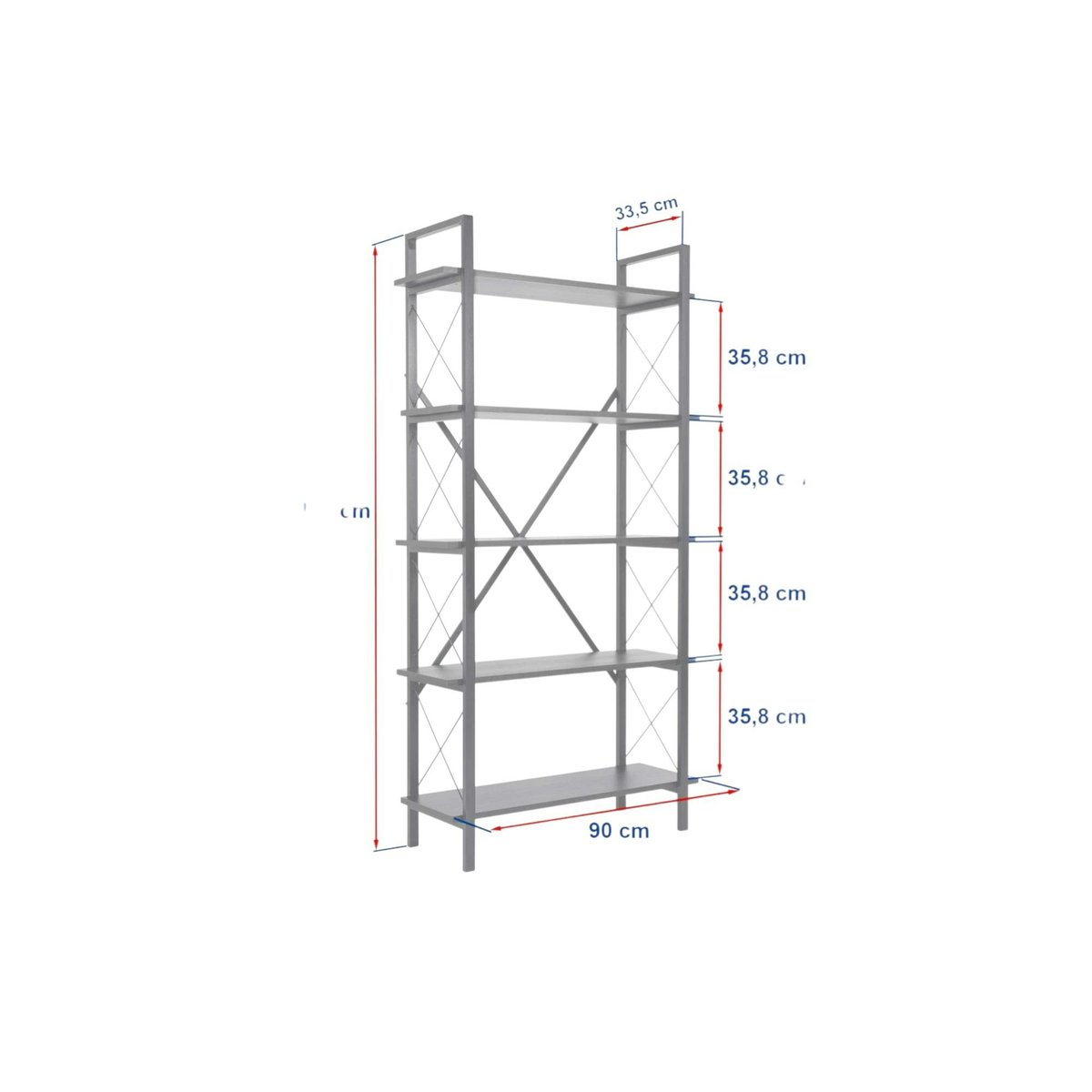 Etagère 5 niveaux avec croisillons métal JENA doré, PIER IMPORT