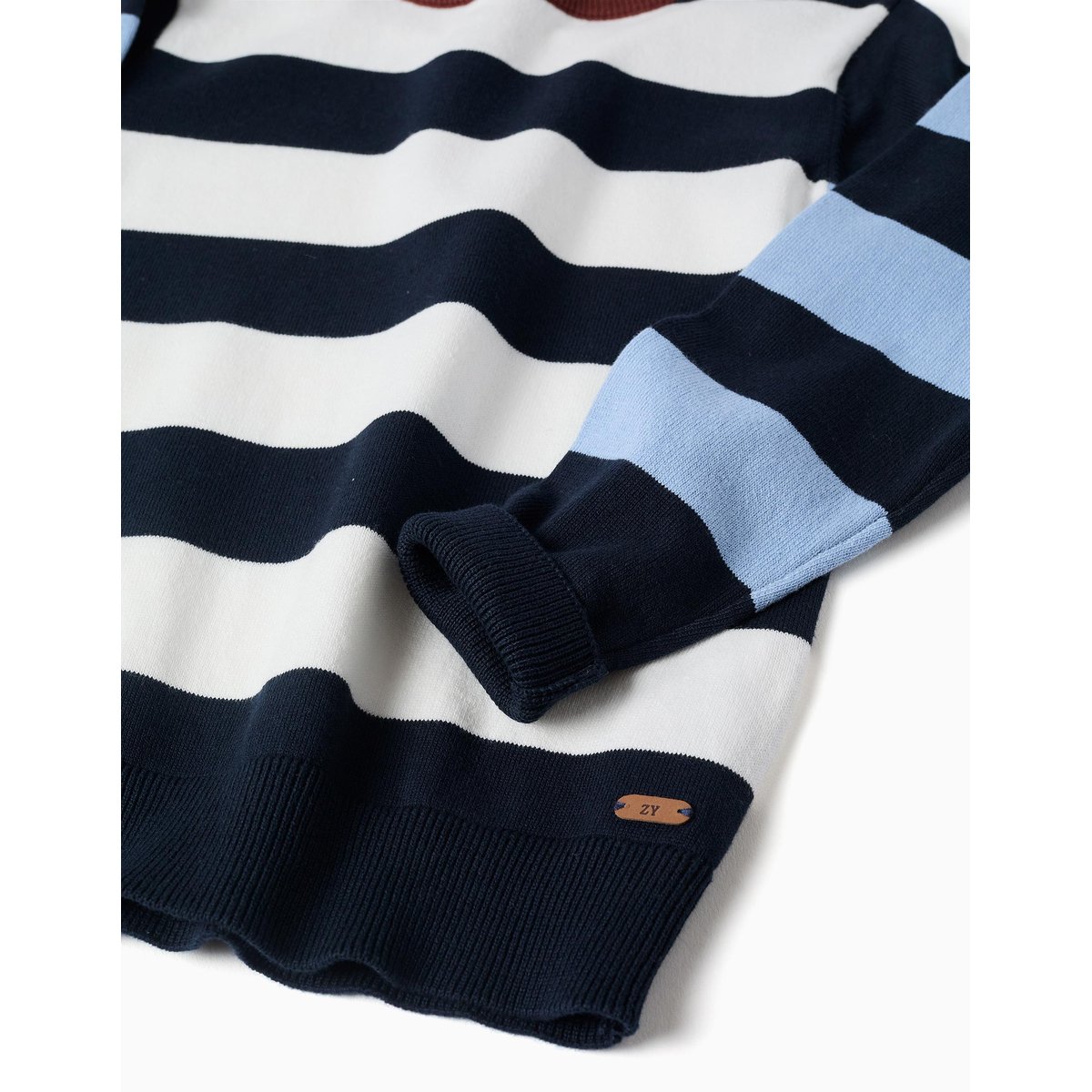 Pull en maille à blocs de couleur bleu foncé, ZIPPY