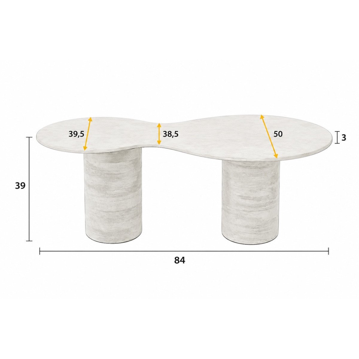 Table basse en bois de manguier et marbre - SAKI blanc, MATHI DESIGN
