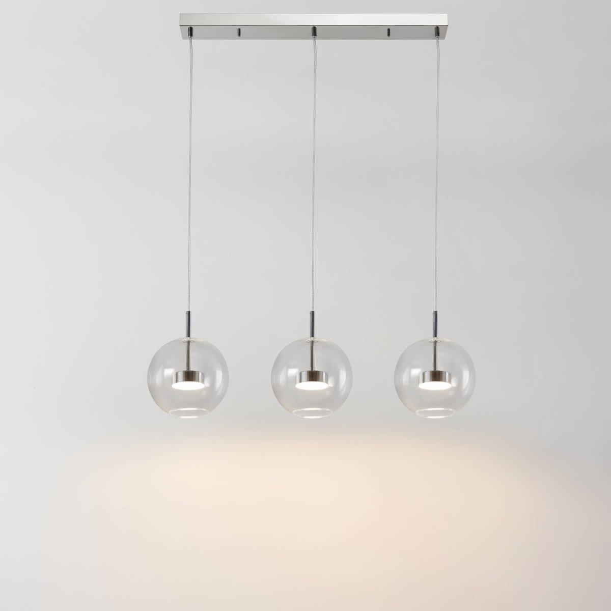 Suspension chromée à trois verres - GICA transparent et chromé, KOSILUM