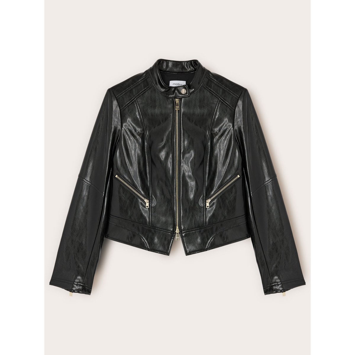 Veste avec zip et col mao noir, MOTIVI