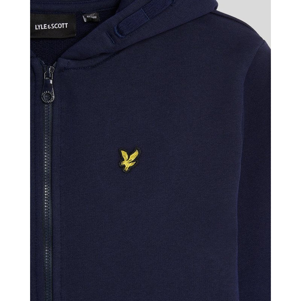 Sweat à capuche zippé en coton loopback bleu marine, LYLE & SCOTT
