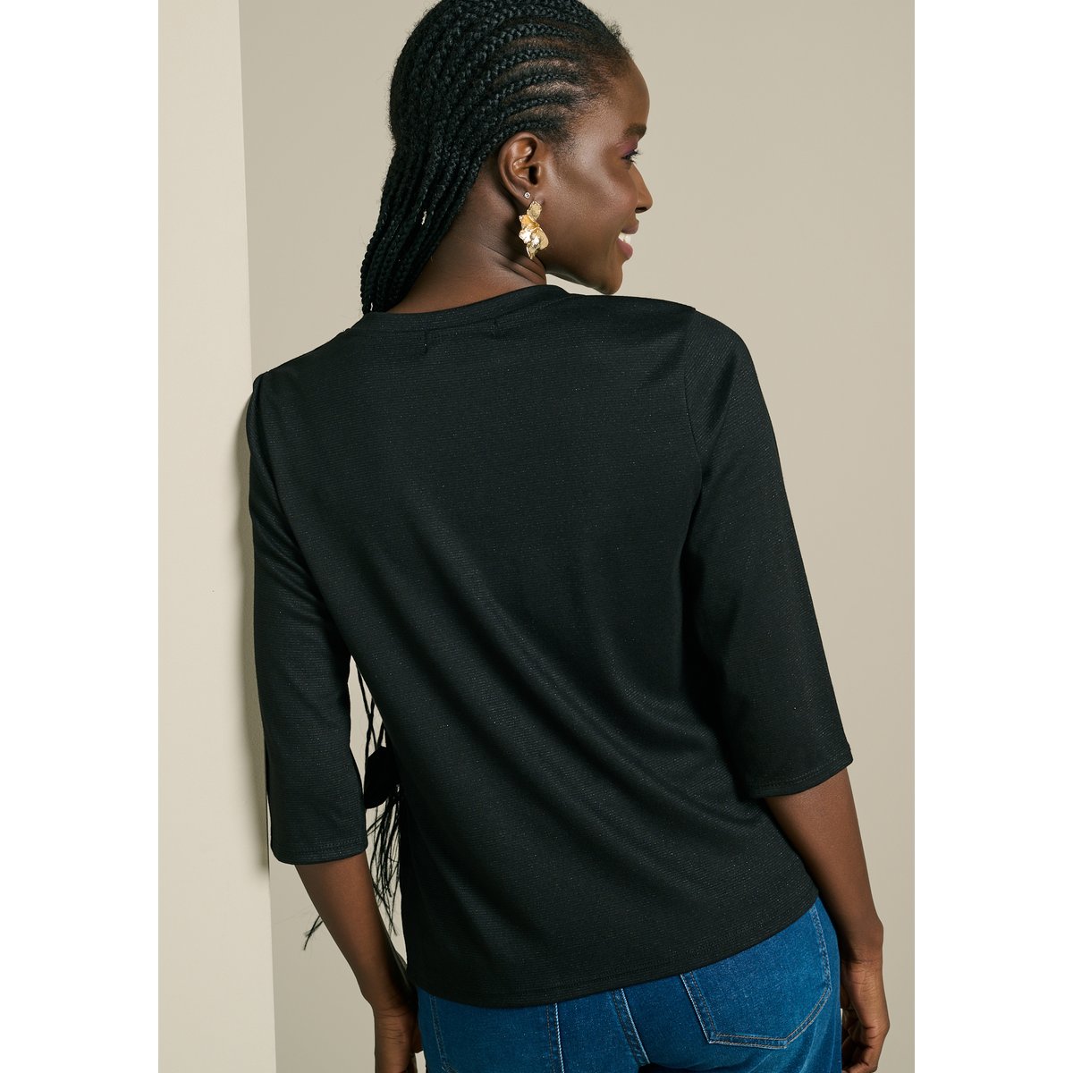 T-shirt noué noir, LOLALIZA