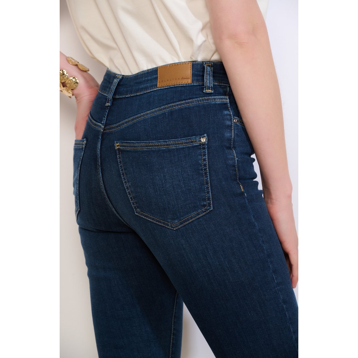 Jean skinny taille haute dark blue, LOLALIZA