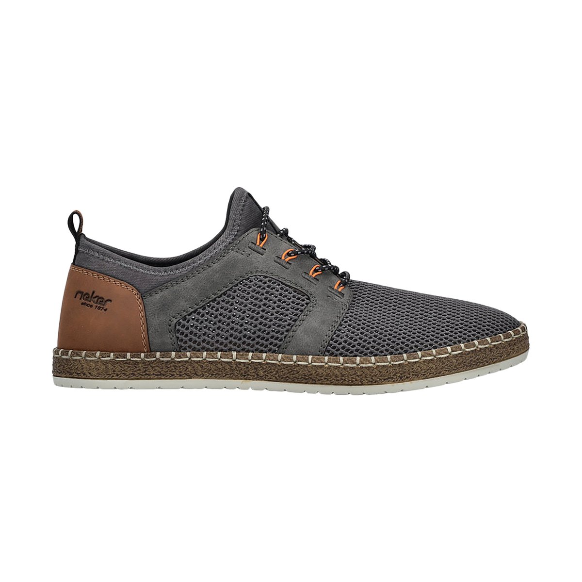 Sneakers en filet ajouré grises anthracite à semelle plate beige anthracite, RIEKER
